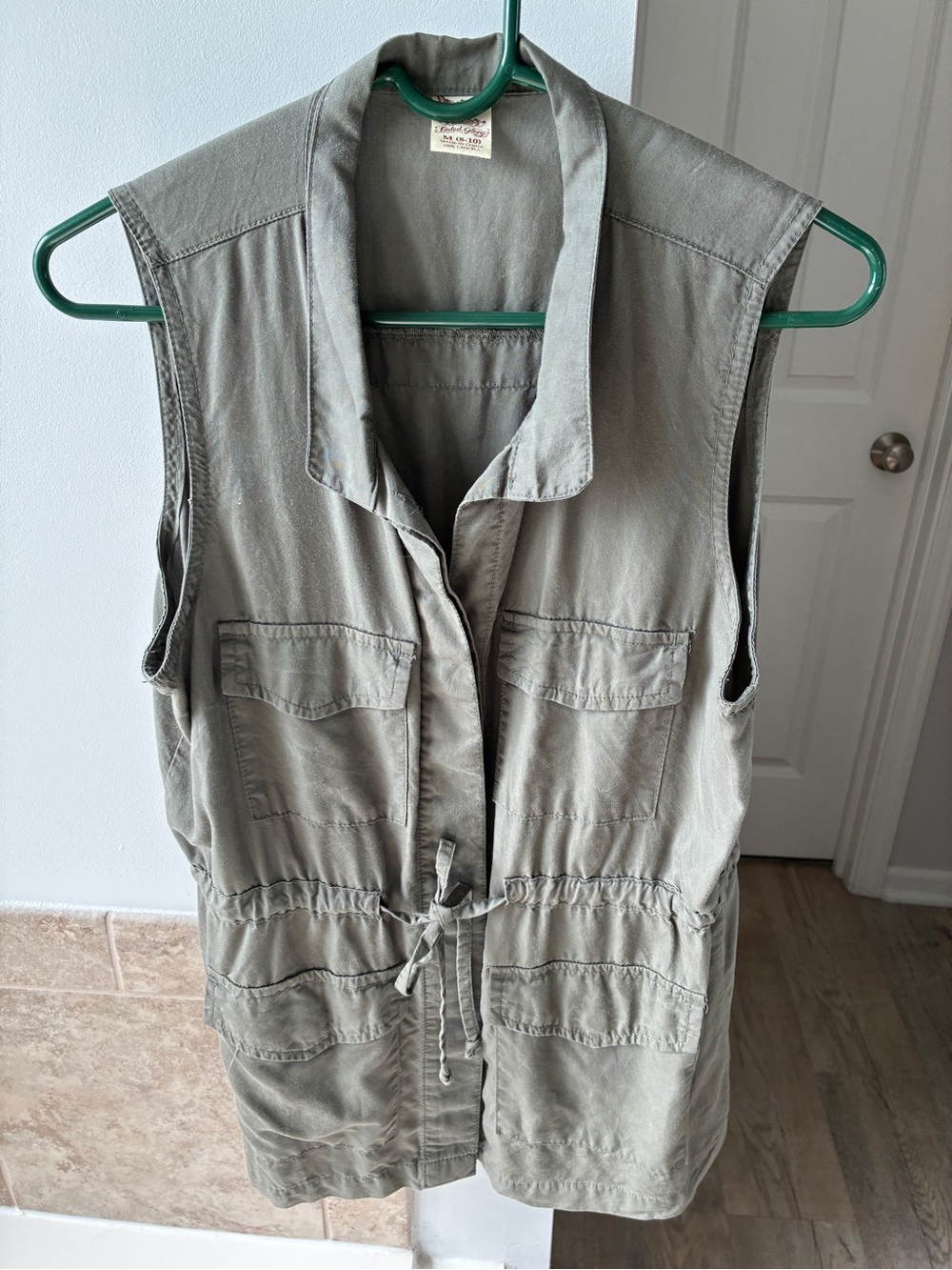 Olive Green Utility Sleeveless Trench Vest